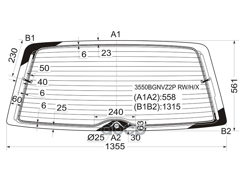 Стекло заднее (Цвет зеленый/ Обогрев) Ford Galaxy 95-06 / SEAT Alhambra 96-10 XYG арт. 3550BGNVZ2P RW/H/X