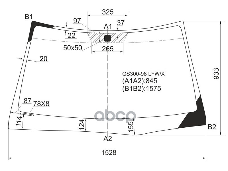 Стекло лобовое Lexus GS 97-04 XYG арт. GS300-98 LFW/X