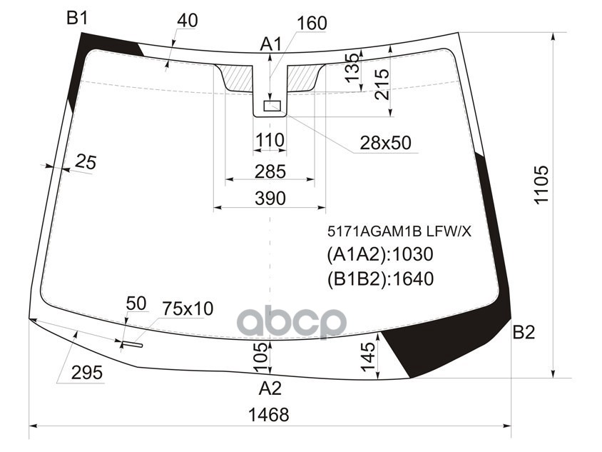 Стекло лобовое (Датчик дождя) Mazda CX-7 06-12 XYG арт. 5171AGAM1B LFW/X