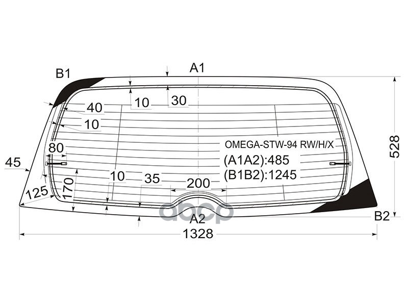 Стекло заднее (Цвет зеленый/ Обогрев) Opel Omega 94-03 XYG арт. OMEGA-STW-94 RW/H/X