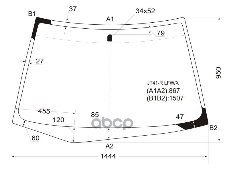 Стекло лобовое Mitsubishi Lancer 02-10 / Lancer Cedia 00-03 XYG арт. JT41-R LFW/X