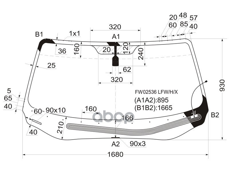 Стекло лобовое (Обогрев щеток) Honda Ridgeline 06-14 XYG арт. FW02536 LFW/H/X