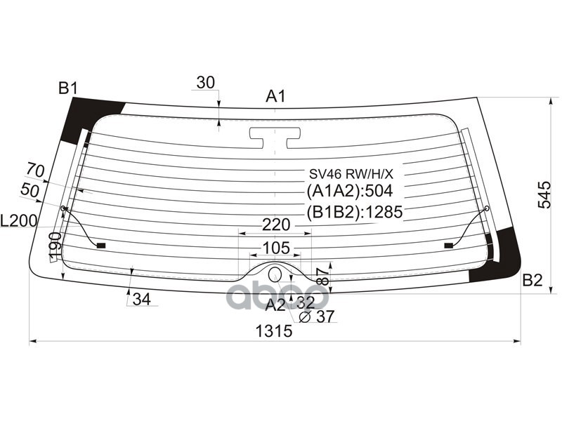 Стекло заднее (Цвет зеленый/ Обогрев/ 5D WGN) Toyota Camry Gracia 96-01 / Mark II Wagon Qualis 97-02 XYG арт. SV46 RW/H/X