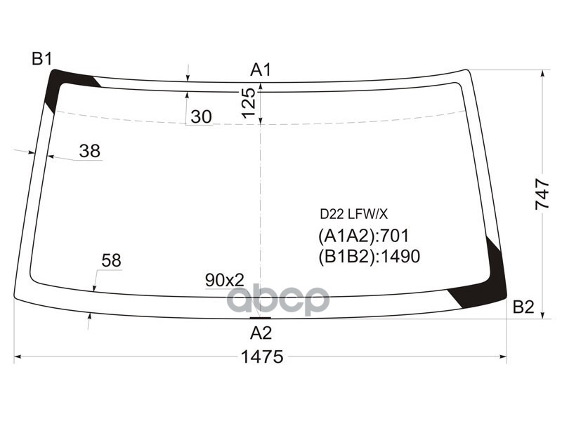 Стекло лобовое Nissan Terrano 86-96 / Datsun 85-02 XYG арт. D22 LFW/X