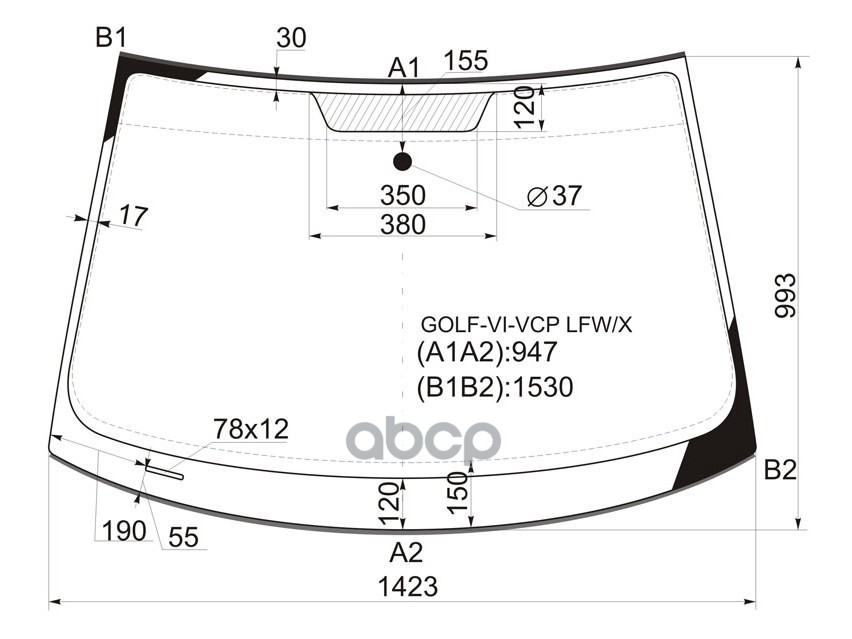Стекло лобовое (Молдинг) Volkswagen Golf 03-16 XYG арт. GOLF-VI-VCP LFW/X