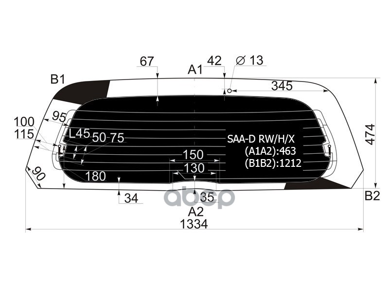 Стекло заднее (Затемненное/ Обогрев) Honda Fit 01-07 / Jazz 02-09 XYG арт. SAA-D RW/H/X