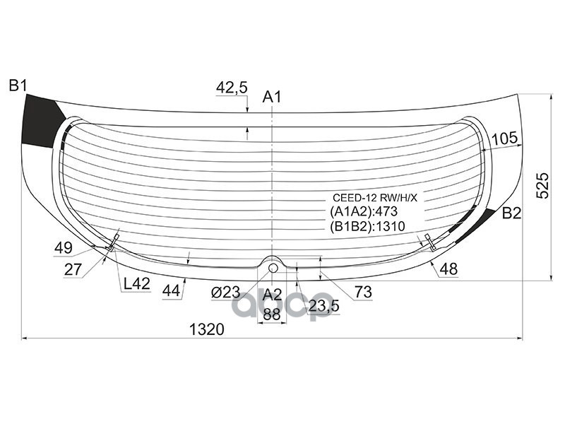 Стекло заднее (Цвет зеленый/ Обогрев/ 5D HBK) Kia Ceed 12-18 XYG арт. CEED-12 RW/H/X