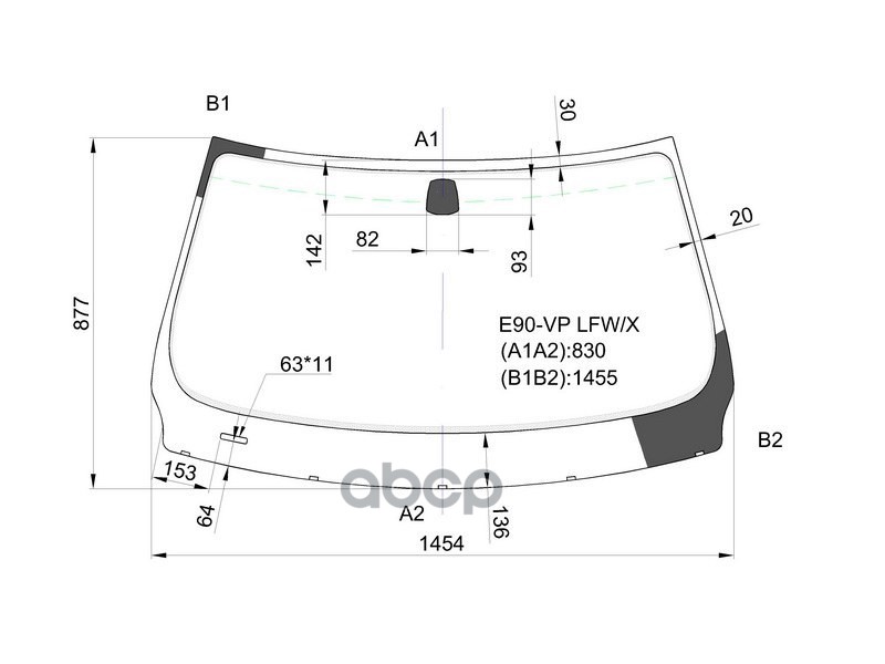 Стекло лобовое BMW 3-Series 05-14 / M3 06-13 XYG арт. E90-VP LFW/X