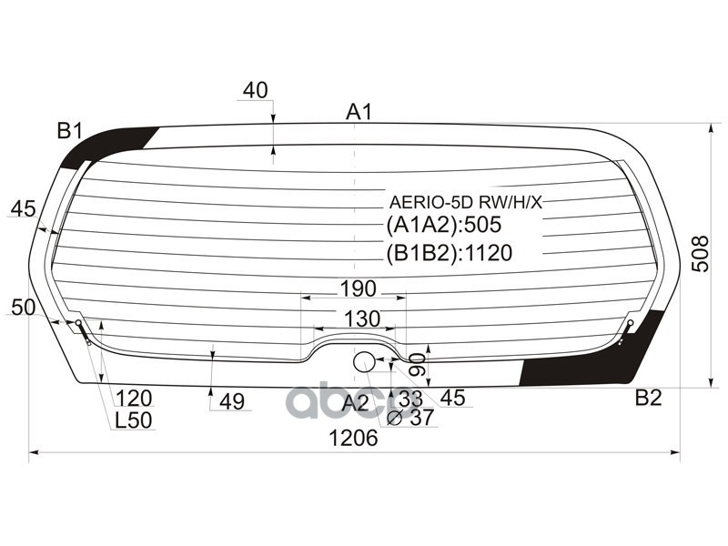 Стекло заднее (Цвет зеленый/ Обогрев) Suzuki Aerio 01-07 / Liana 01-07 XYG арт. AERIO-5D RW/H/X