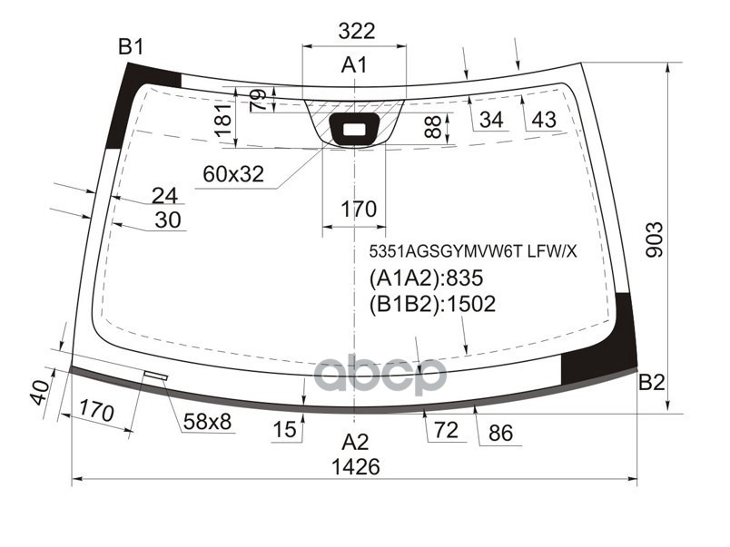 Стекло лобовое (Датчик дождя) Mercedes-Benz C-Class 00-08 XYG арт. 5351AGSGYMVW6T LFW/X