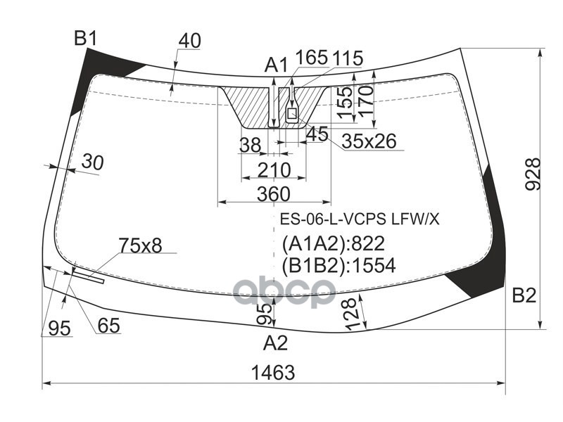 Стекло лобовое (Датчик дождя) Lexus ES 06-12 XYG арт. ES-06-L-VCPS LFW/X