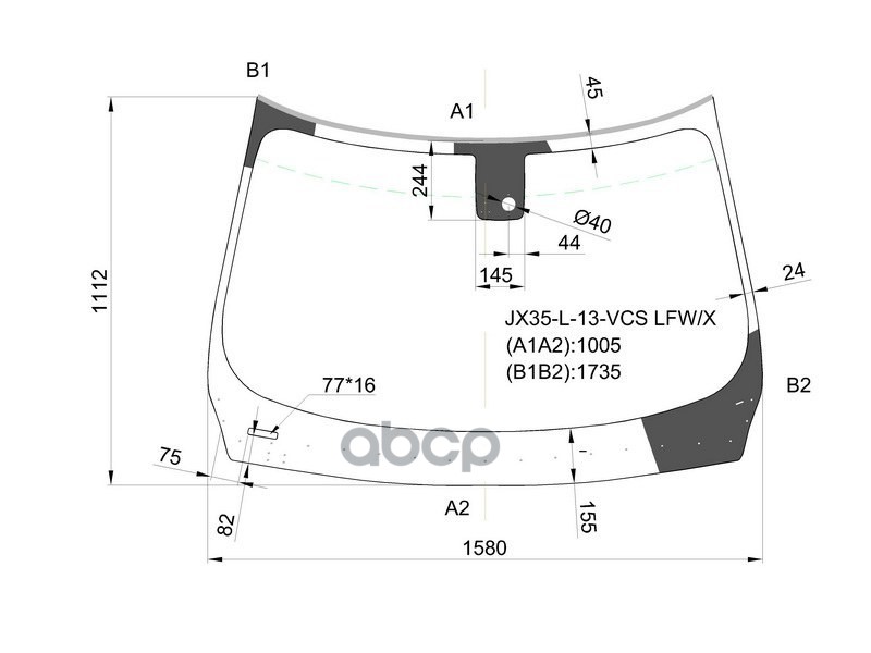 Стекло лобовое (Датчик дождя) Infiniti JX35 12-14 / QX60 14-21 XYG арт. JX35-L-13-VCS LFW/X