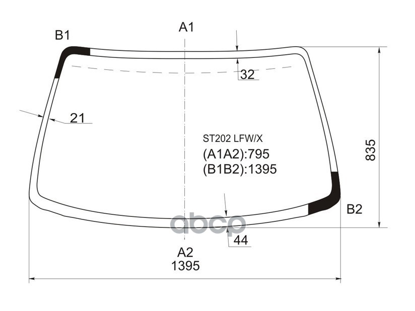 Стекло лобовое Toyota Celica 93-99 / Curren 94-98 XYG арт. ST202 LFW/X