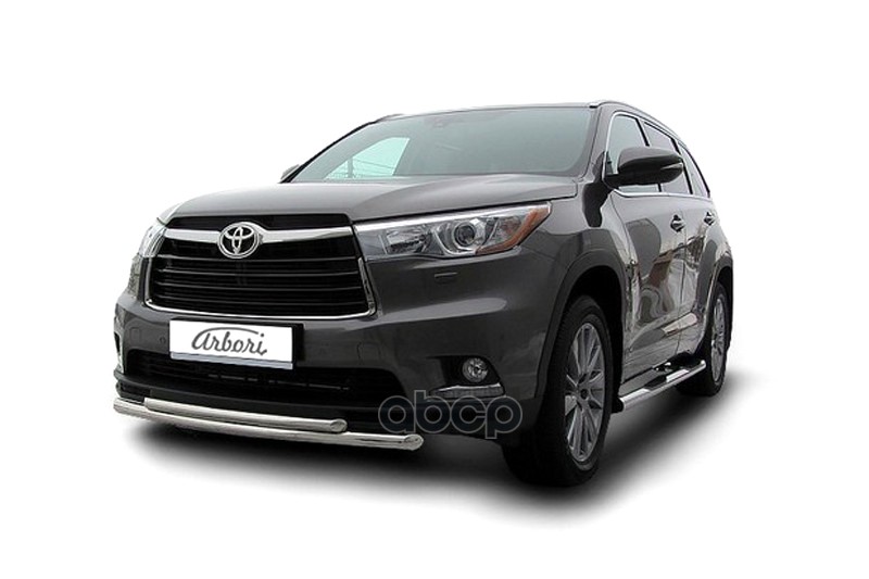 Защита переднего бампера d57+d42 двойная радиусная Arbori нерж. сталь для TOYOTA