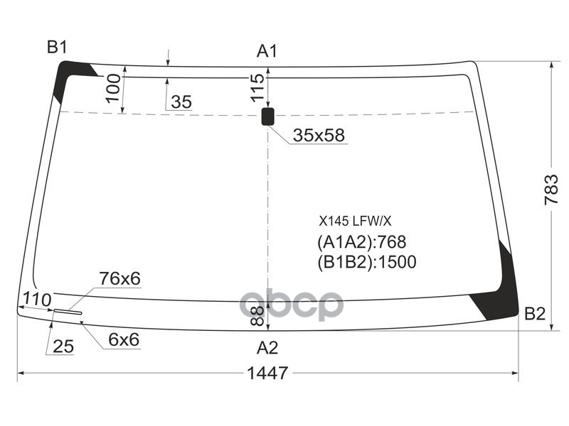Стекло лобовое Honda Passport 98-02 / Isuzu MU 98-04 XYG арт. X145 LFW/X