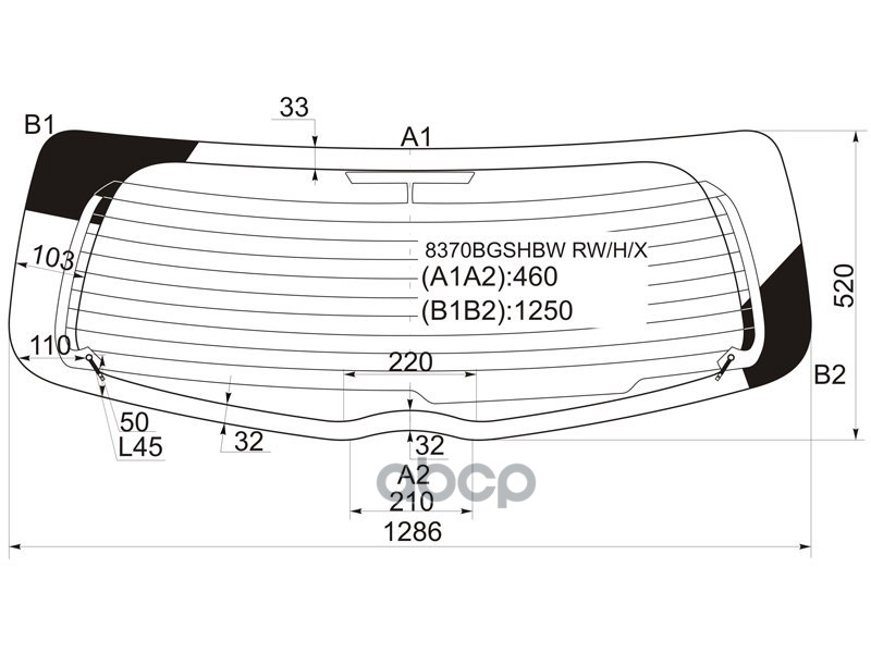 Стекло заднее (Цвет зеленый/ Обогрев/ 3/5D HBK) Toyota Vitz 05-10 / Yaris 05-13 XYG арт. 8370BGSHBW RW/H/X