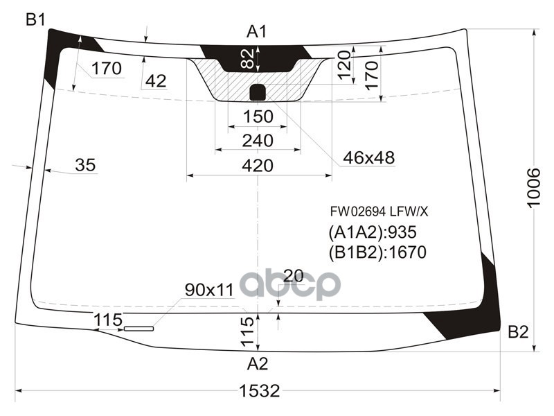 Стекло лобовое ACURA RDX 06-12 XYG арт. FW02694 LFW/X