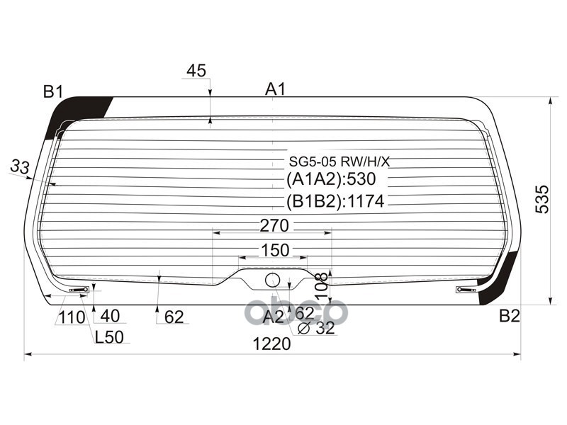 Стекло заднее (Цвет зеленый/ Обогрев) Subaru Forester 05-08 XYG арт. SG5-05 RW/H/X
