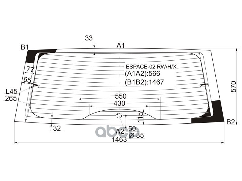 Стекло заднее (Цвет зеленый/ Обогрев) Renault Espace 02-14 XYG арт. ESPACE-02 RW/H/X