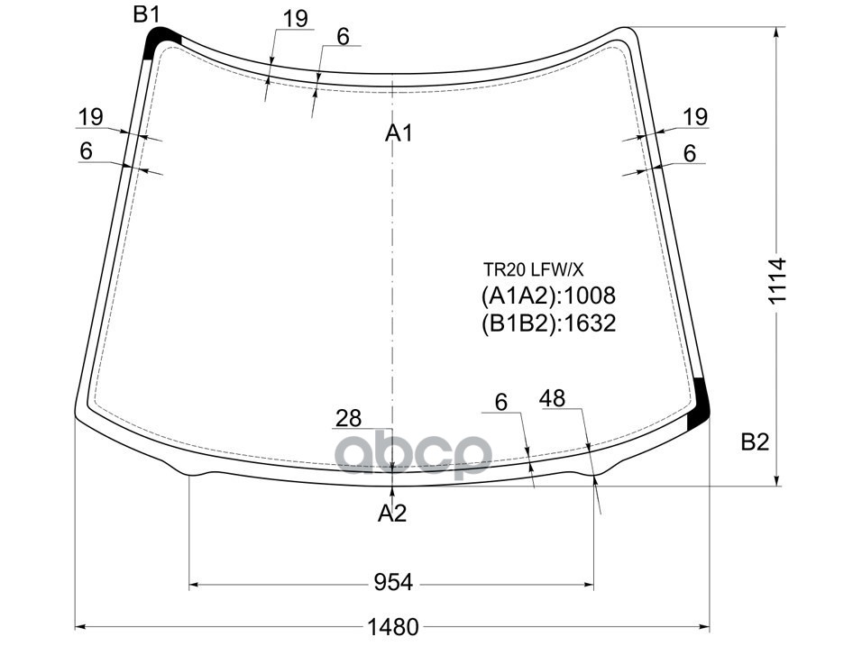 Стекло лобовое Toyota Estima 90-99 / Estima Emina 92-99 XYG арт. TR20 LFW/X