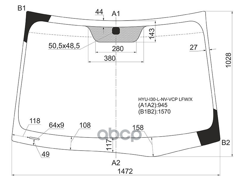 Стекло лобовое (VIN 100мм от края стекла) Hyundai i30 07-12 XYG арт. HYU-I30-L-NV-VCP LFW/X