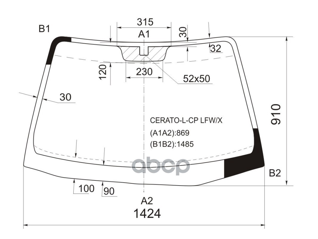 Стекло лобовое Kia Cerato 04-09 XYG арт. CERATO-L-CP LFW/X
