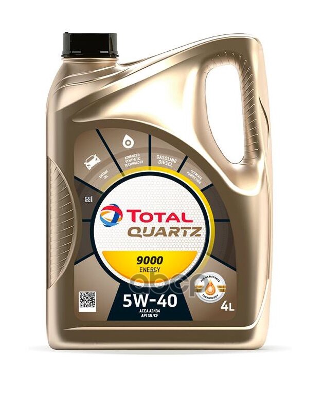 TotalEnergies Total 5W40 Quartz 9000 Energy (4L) Масло Мот.!Синтapi Sn/Cf,Acea A3/B4,Bmw Ll-01,Vw 502.00/505.00