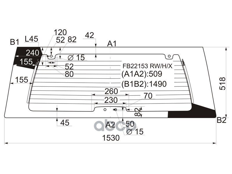 Стекло заднее (Цвет зеленый/ Обогрев) Infiniti QX56 04-10 / Nissan Armada 03-16 XYG арт. FB22153 RW/H/X
