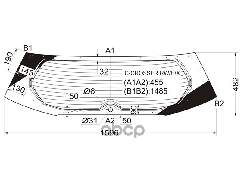 Стекло заднее (Цвет зеленый/ Обогрев) Citroen C-Crosser 07-12 / Peugeot 4007 07-14 XYG арт. C-CROSSER RW/H/X