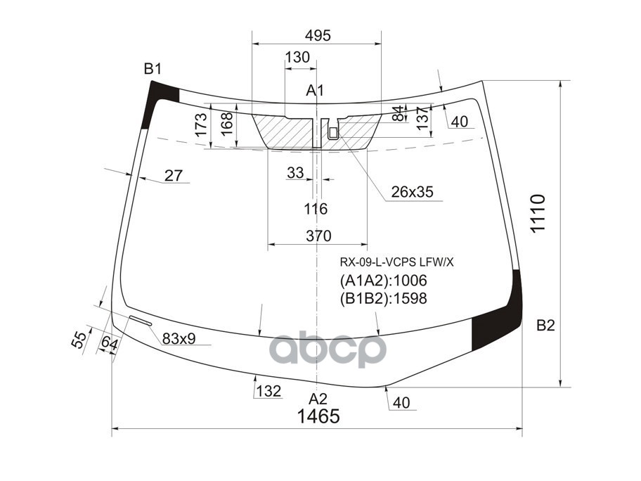 Стекло лобовое (Датчик дождя) Lexus RX 08-15 XYG арт. RX-09-L-VCPS LFW/X