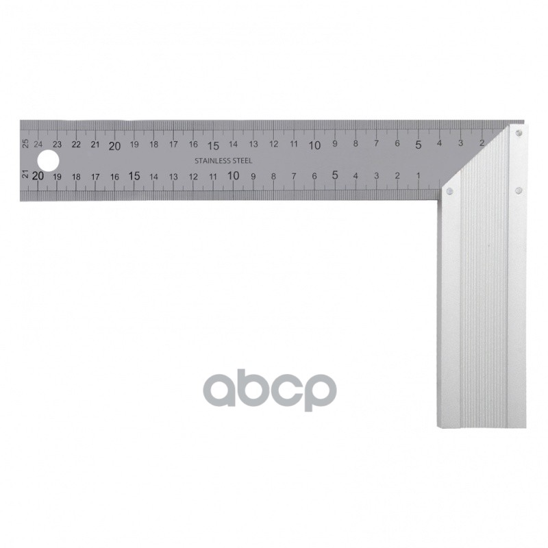 Угольник стальной, нержавеющая сталь, градуировка, алюминиевое основание, 250 мм
