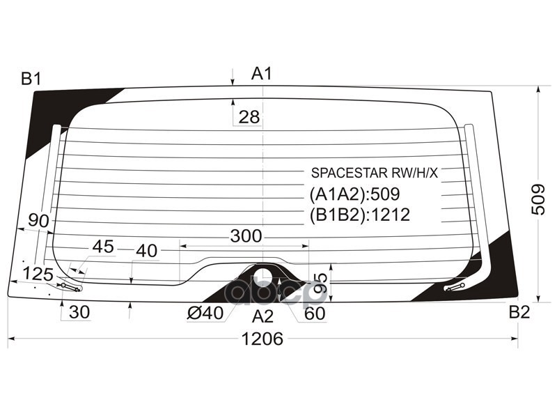 Стекло заднее (Цвет зеленый/ Обогрев) Mitsubishi Space Gear 94-07 / Space Star 98-05 XYG арт. SPACESTAR RW/H/X