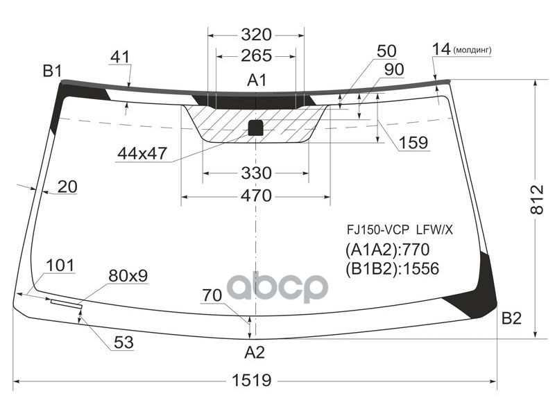 Стекло лобовое Toyota Land Cruiser Prado (J150) 09-20 / Lexus GX 09-19 XYG арт. FJ150-VCP LFW/X