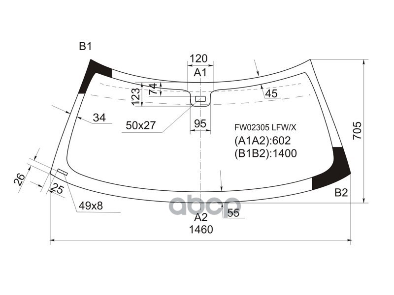 Стекло лобовое (Датчик дождя) Mini Clubman Cooper 08-14 / Hatch Cooper 01-06 XYG арт. FW02305 LFW/X