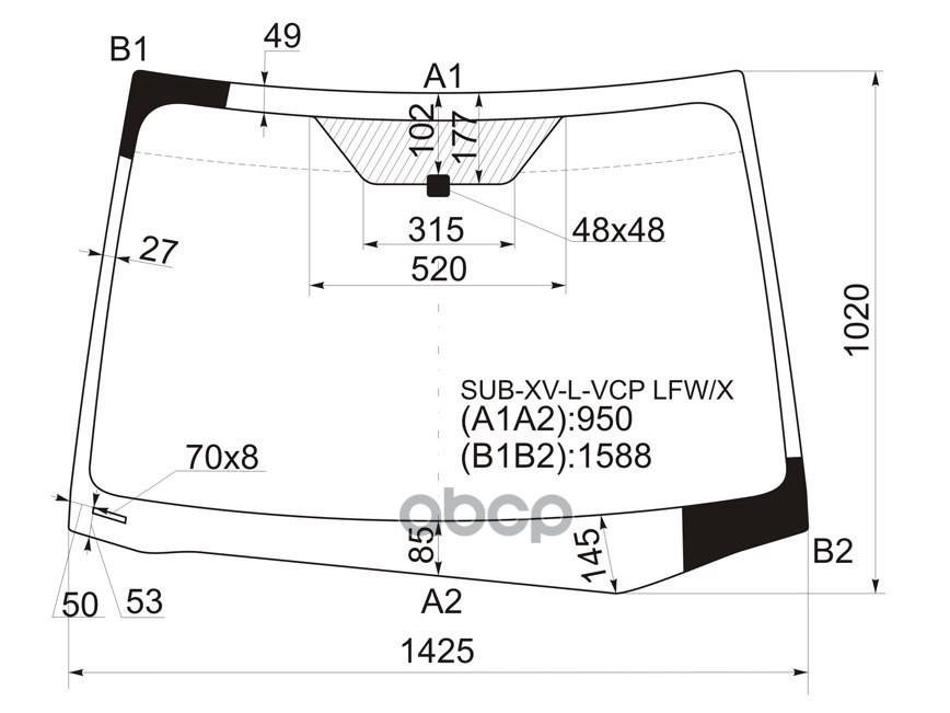 Стекло лобовое Subaru Impreza 11-16 / XV 11-17 XYG арт. SUB-XV-L-VCP LFW/X