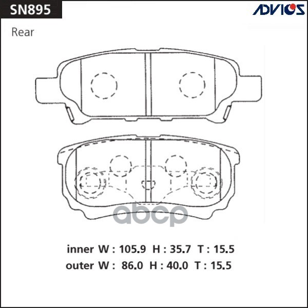 Колодки SN895 (PF-3502X3P0050JBP0114D6124BD-5505)  ADVICS