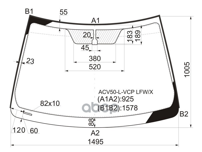 Стекло лобовое Toyota Camry (XV50) 11-18 / Aurion 12-15 XYG арт. ACV50-L-VCP LFW/X