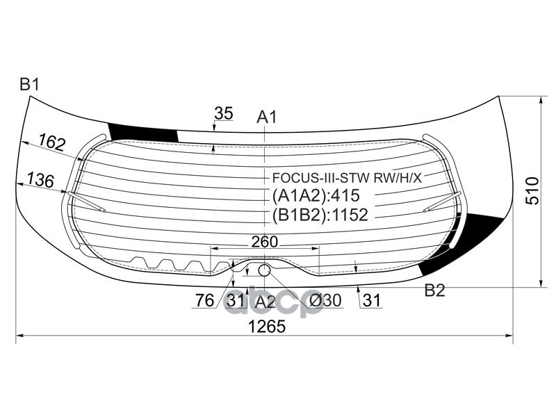 Стекло заднее (Цвет зеленый/ Обогрев) Ford Focus 10-19 XYG арт. FOCUS-III-STW RW/H/X