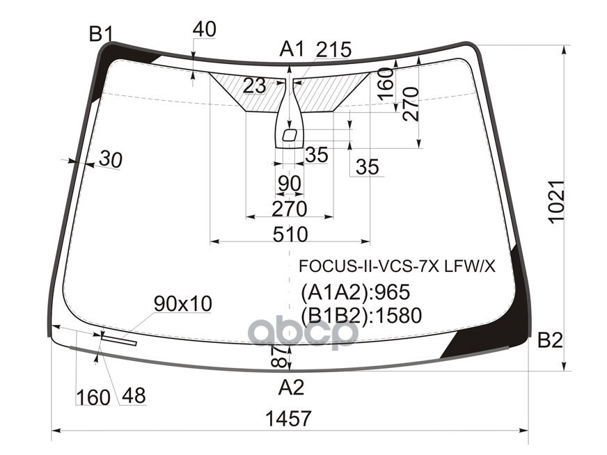 Стекло лобовое (Датчик дождя/ Молдинг) Ford Focus 04-11 / Focus RS 09-11 XYG арт. FOCUS-II-VCS-7X LFW/X