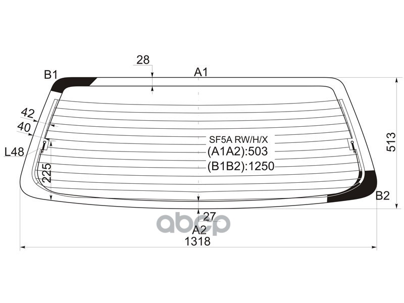 Стекло заднее (Цвет зеленый/ Обогрев) Subaru Forester 00-02 XYG арт. SF5A RW/H/X