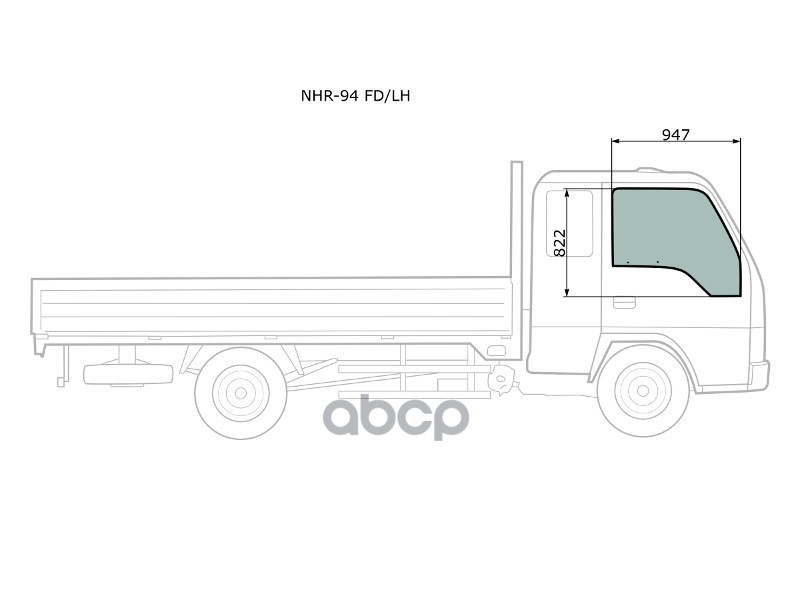 Стекло боковое опускное (Спереди/ Слева/ Цвет зеленый) Isuzu ELF NPRNQR 93-12 / FAW CA1041 06-19 XYG арт. NHR-94 FD/LH