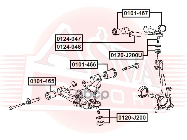 Шаровая опора верх. L/R (+ стопорн. кольца) TOYOTA Land Cruiser 100 (UZJ100)  4.7/4.2TD  01/98->