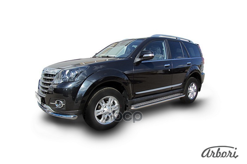 Защита порогов d42 с листом усиленная Arbori нерж. сталь для Great Wall Hover H3