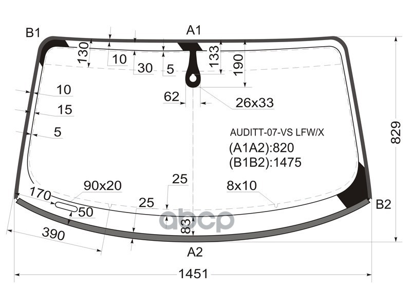Стекло лобовое (Датчик дождя/ Молдинг) Audi TT 06-14 XYG арт. AUDITT-07-VS LFW/X