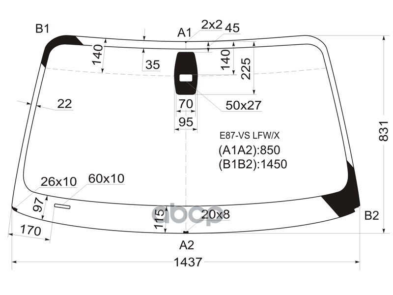 Стекло лобовое (Датчик дождя) BMW 1-Series 04-13 XYG арт. E87-VS LFW/X