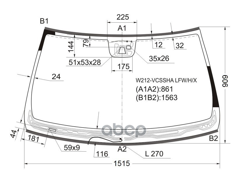 Стекло лобовое (Обогрев щеток/ Камера/ Датчик дождя/ Молдинг) Mercedes-Benz E-Class 09-13 XYG арт. W212-VCSSHA LFW/H/X