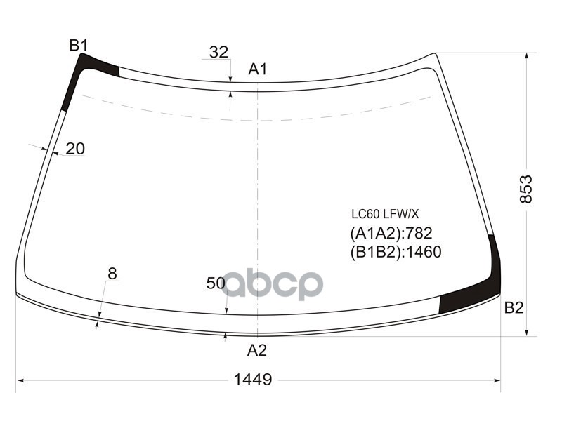 Стекло лобовое Mitsubishi Lancer 88-91 / Mirage 87-91 XYG арт. LC60 LFW/X