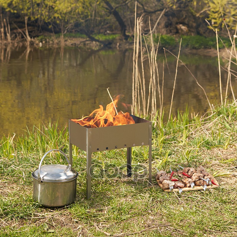 Мангал СОКОЛ ПОХОДНЫЙ  с 6 шампурами 350*250*350мм в коробке СОКОЛ