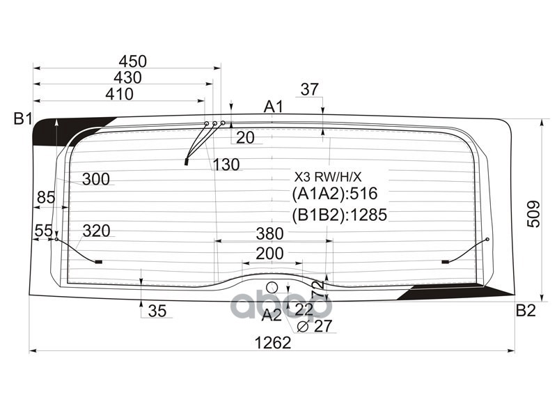 Стекло заднее (Цвет зеленый/ Обогрев/ Антенна) BMW X3 03-10 XYG арт. X3 RW/H/X