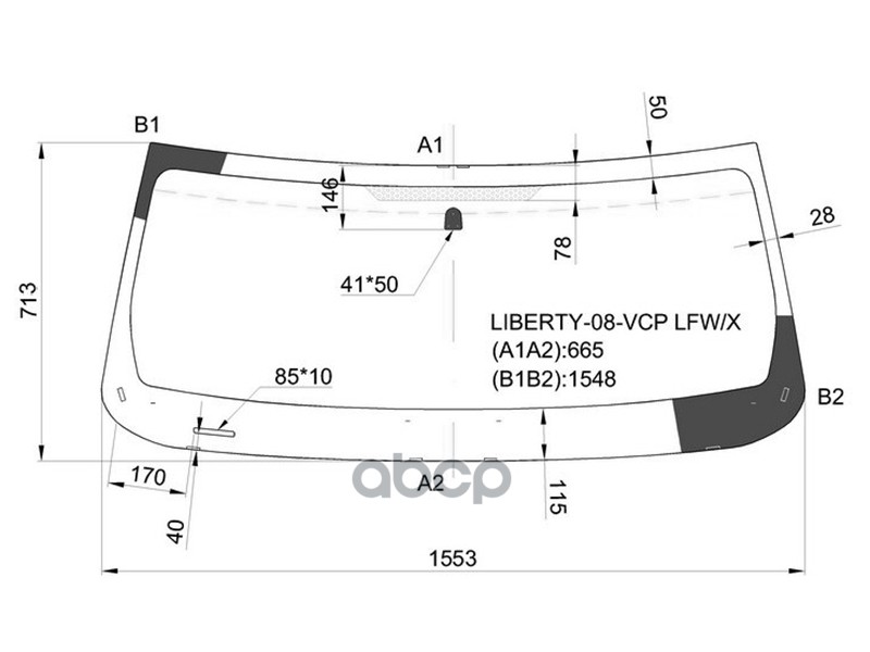 Стекло лобовое Jeep Cherokee 07-14 / Liberty 07-12 XYG арт. LIBERTY-08-VCP LFW/X